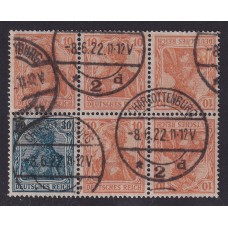 ALEMANIA 1921 ESTAMPILLAS SE-TENANT ZUSAMMENDRUCKE USADAS QUE SON MUCHO MAS RARAS MI WK1 MUY RARA 600 EUROS +